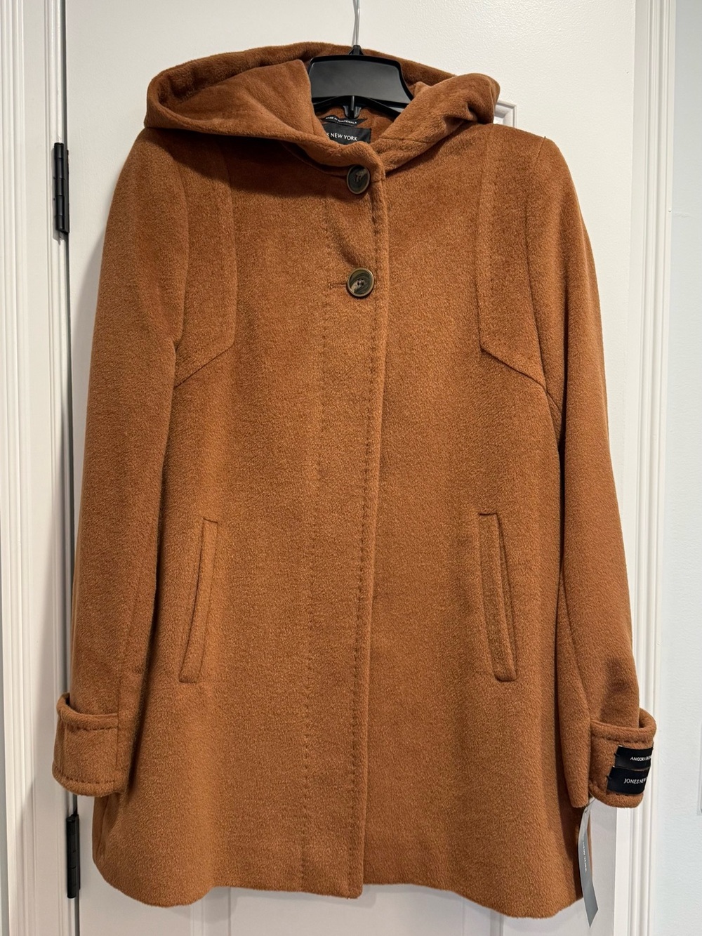 Cozy Hooded Wool-Blend Coat in Camel